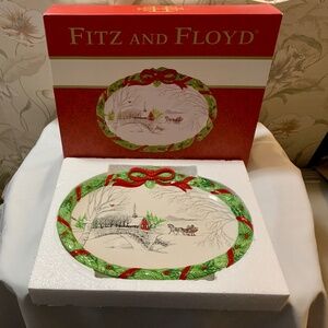 Fitz and Floyd Vintage Holiday Cookie Platter In Box #49-592 - 2016 - NOS